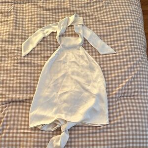 White Satin Halter Tie-Back Top